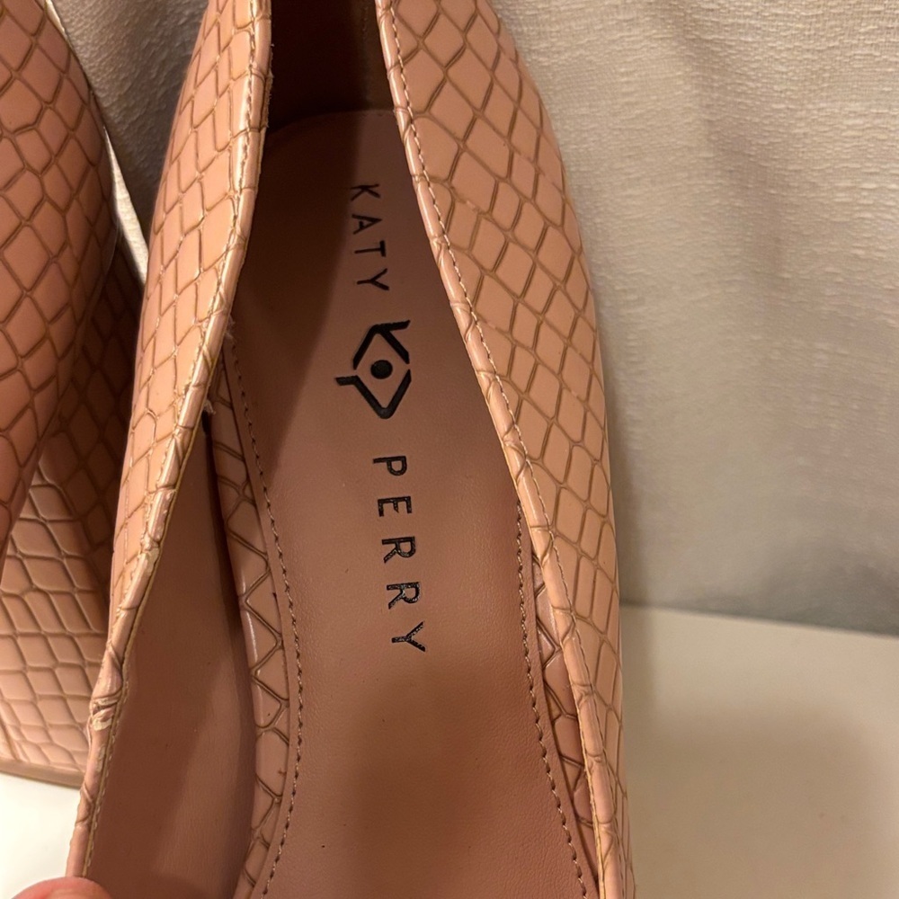 Katy Perry Collections Croc-Embossed Block Heels in Nude - Picture 3 of 6